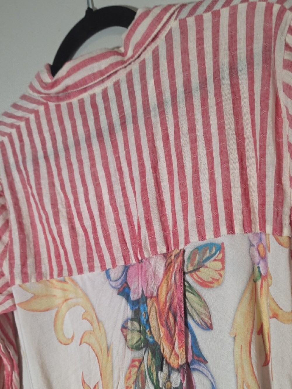 Aratta Silent Journey Striped Button-Down Shirt in Pink & Cream Floral - Picture 6 of 8